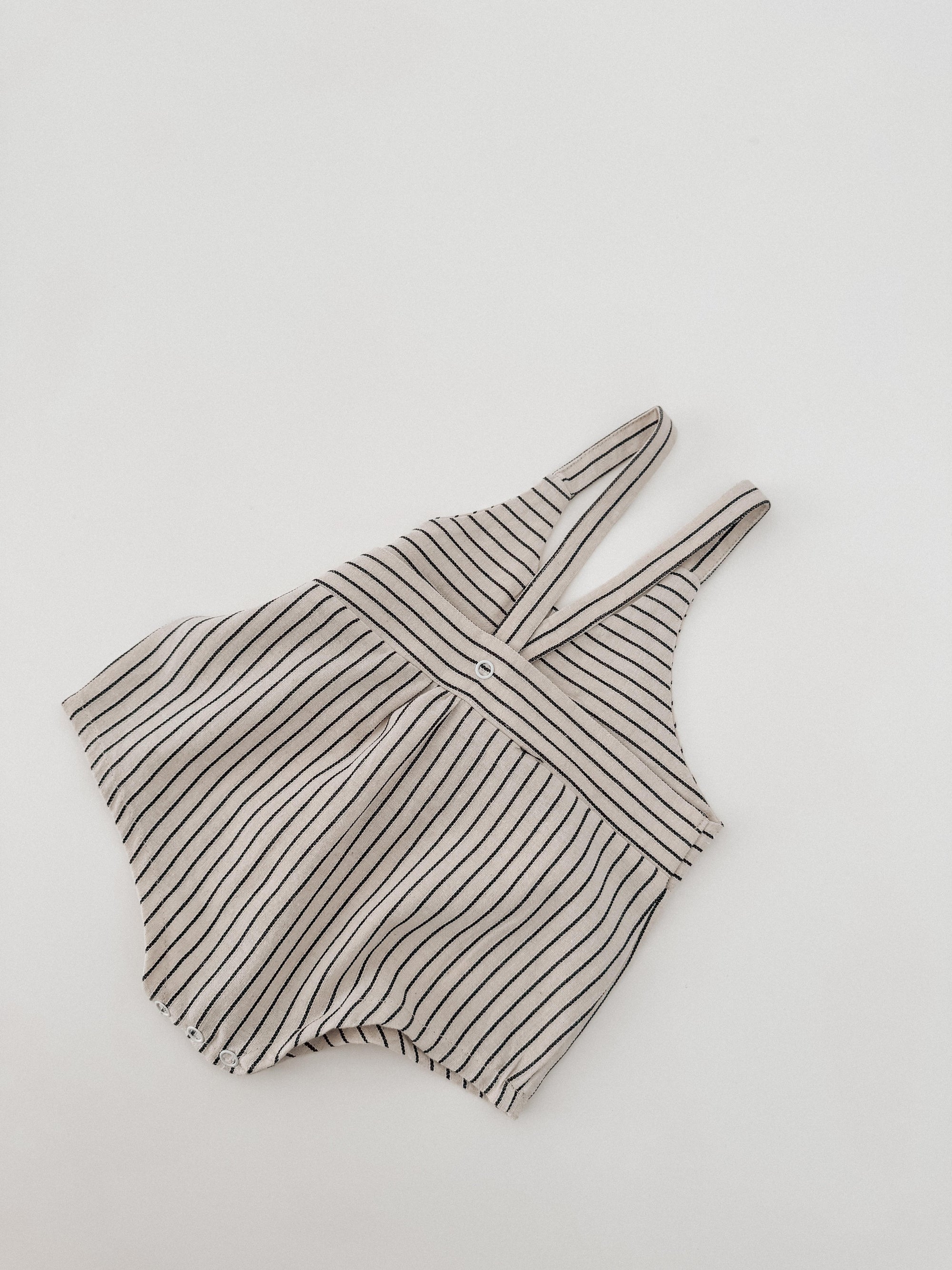 STRIPED LINEN ROMPER