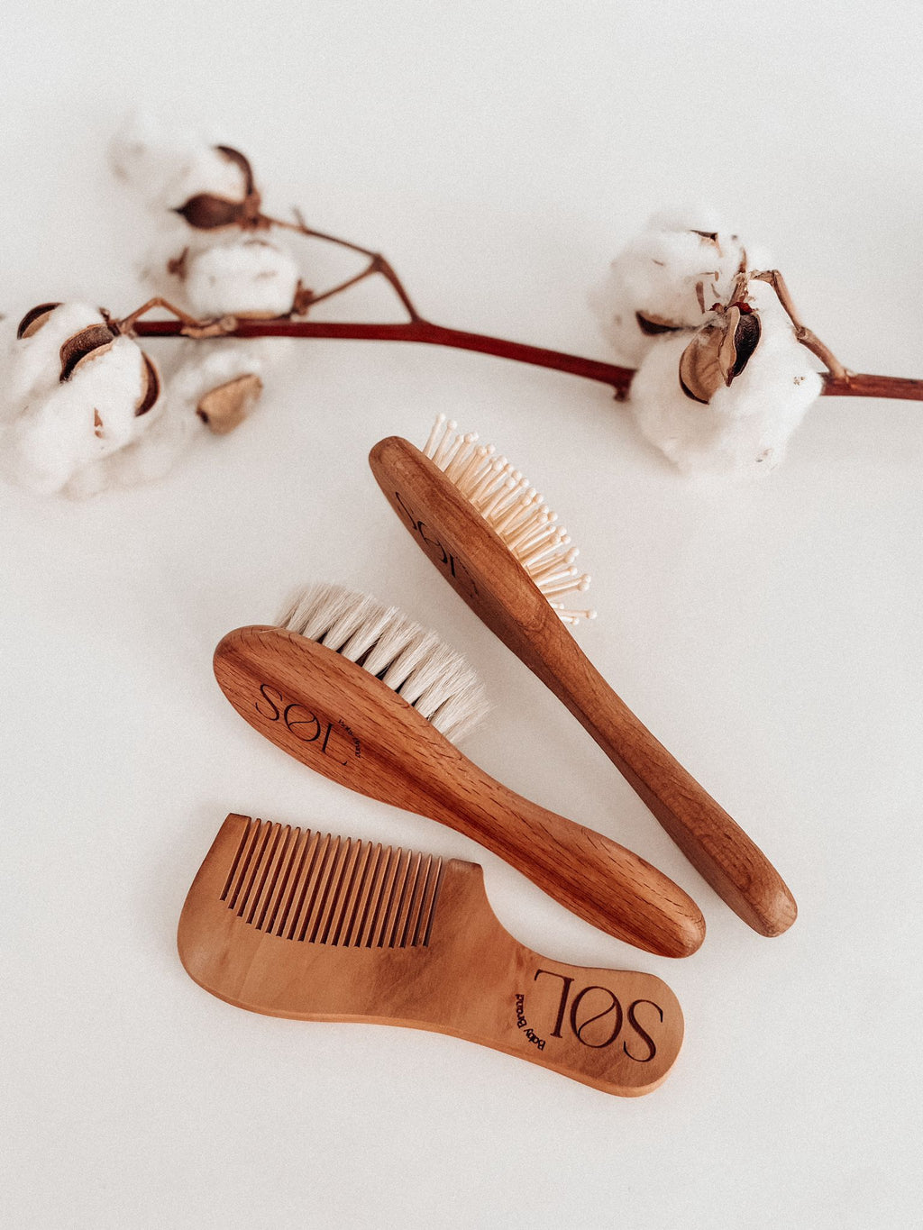 Natural Bamboo Hair Brushes & Comb Set