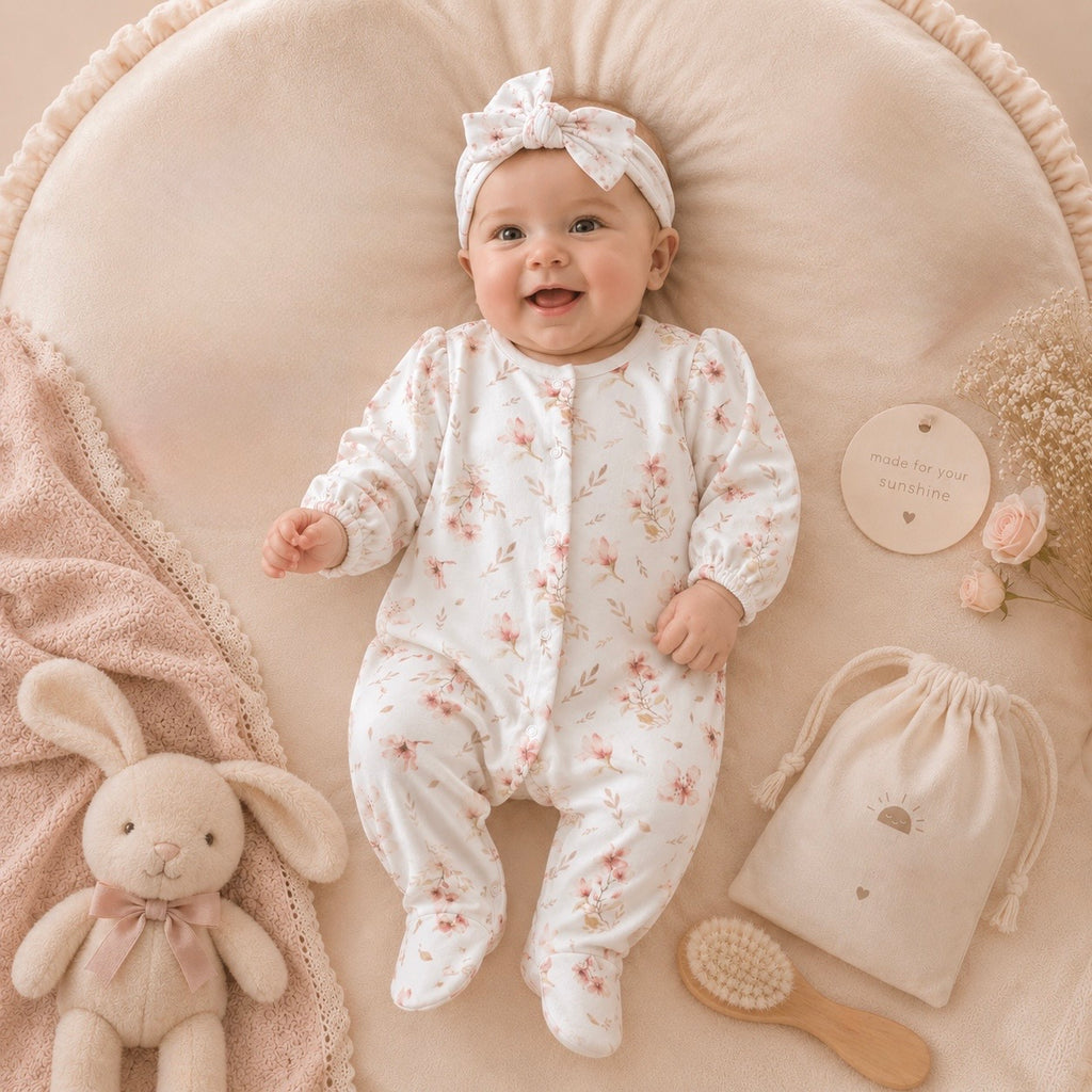 Blush Bloom Footed Romper Set