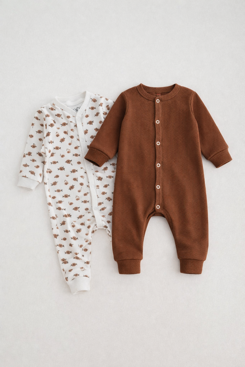 Pack of 2 Ribbed Long-Sleeve Rompers