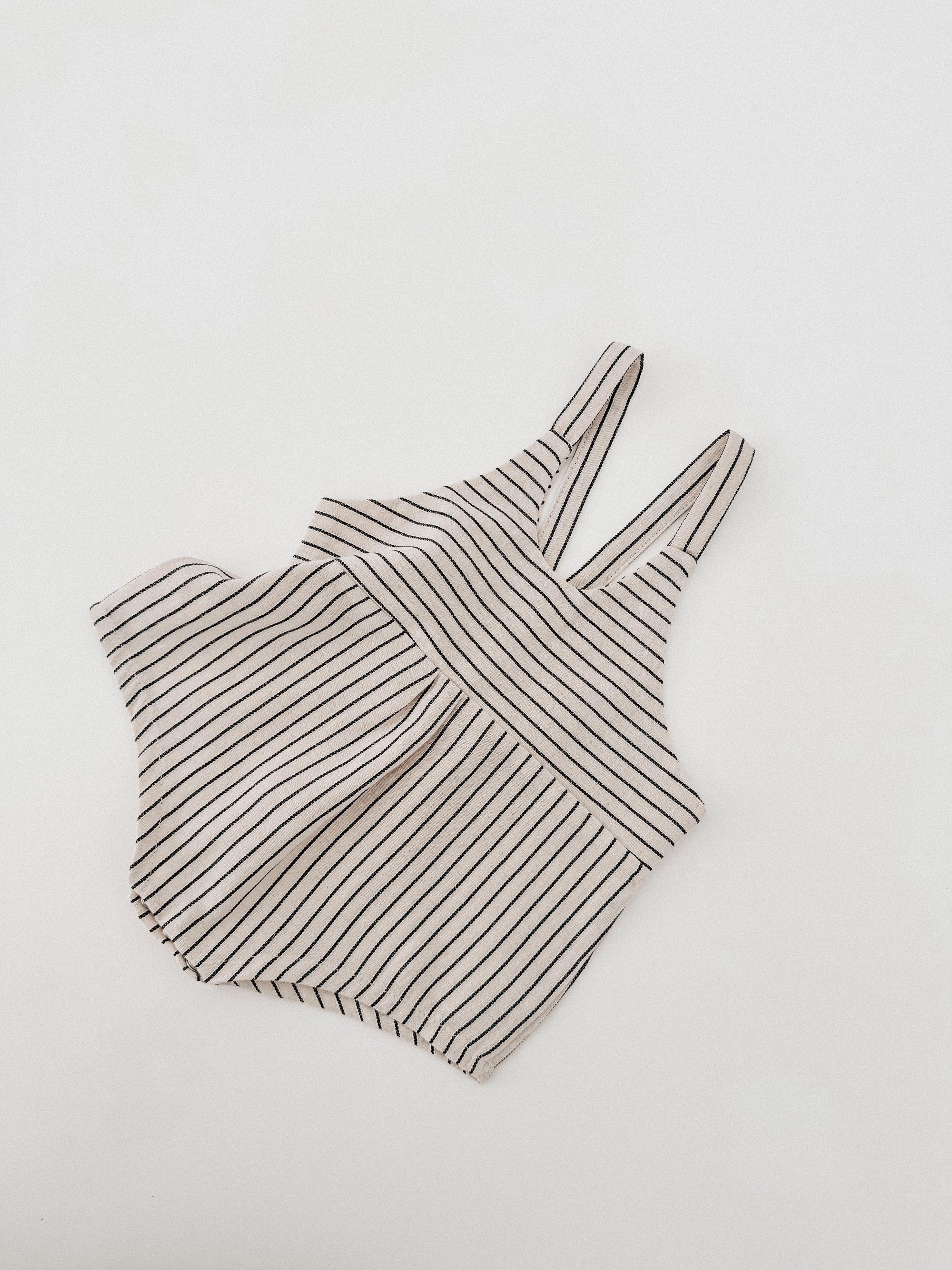 STRIPED LINEN ROMPER