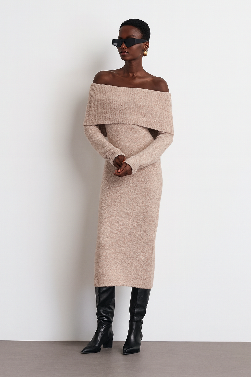 The Revelle Knit Dress – Beige