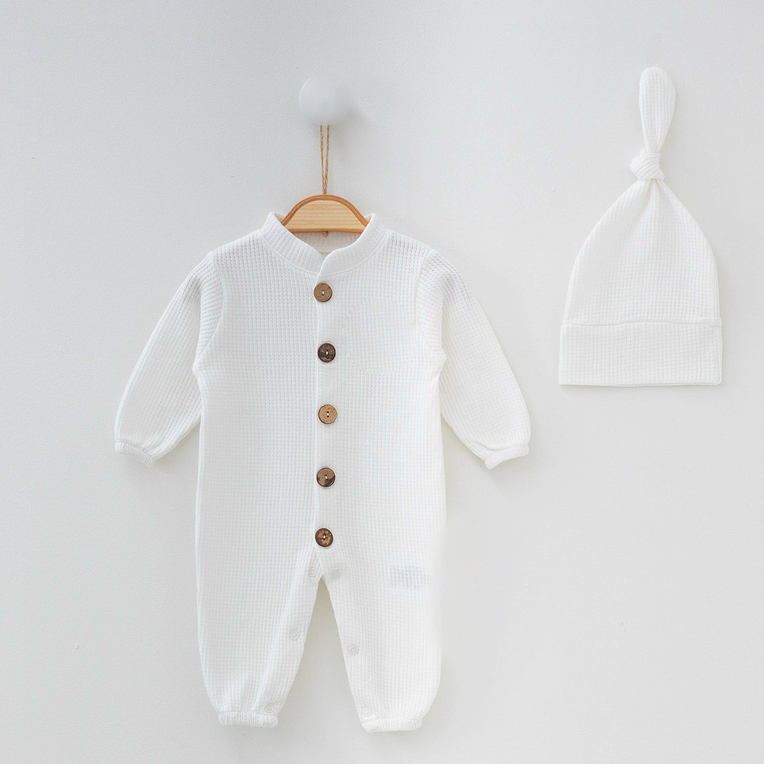 White Waffle  Romper