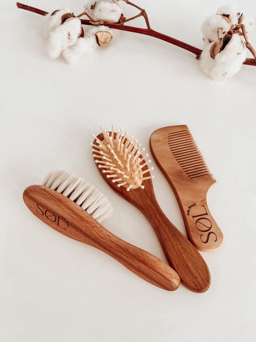 Natural Bamboo Hair Brushes & Comb Set