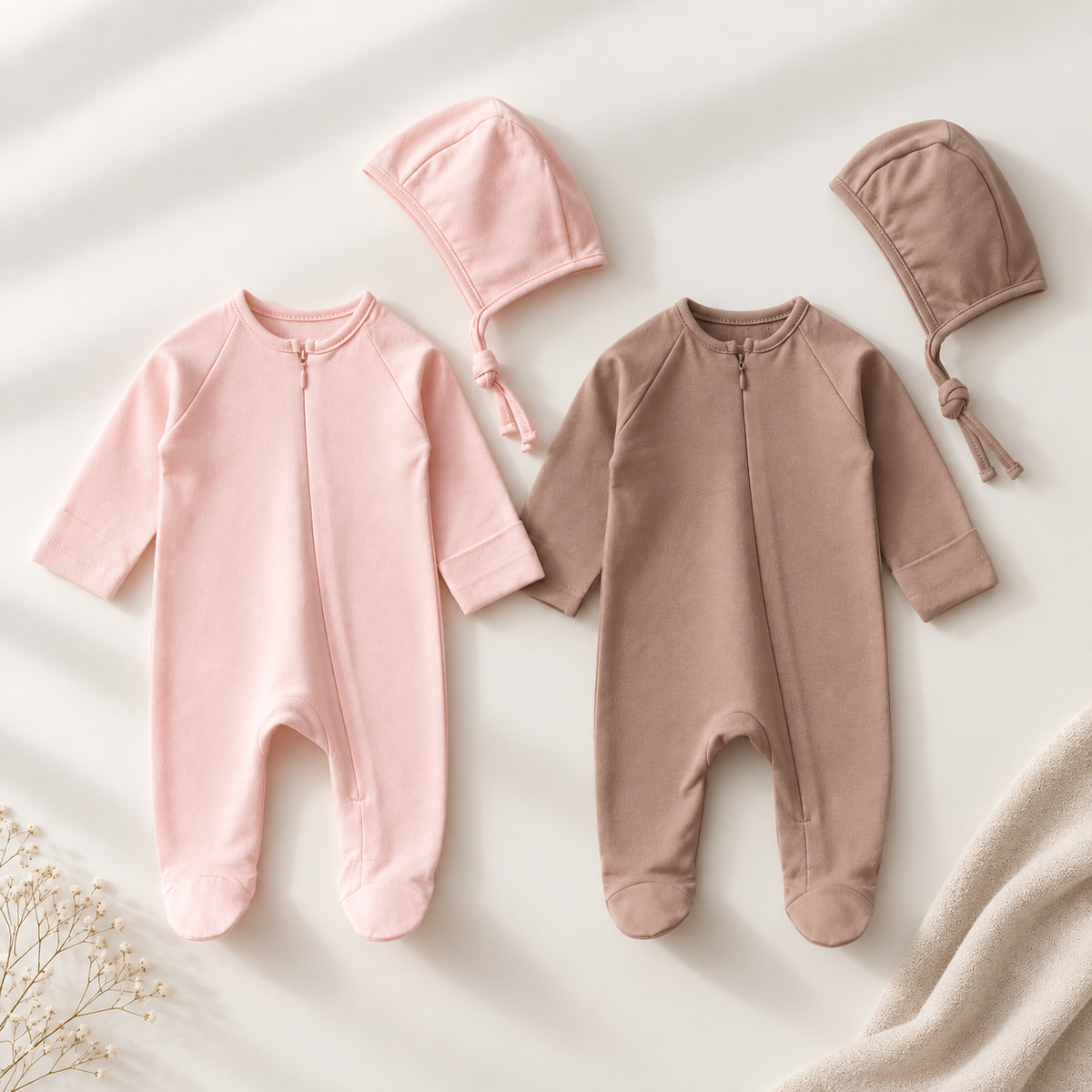 Blush & Taupe Cozy Romper Set