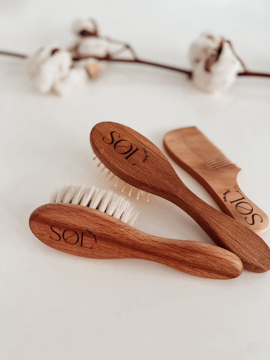 Natural Bamboo Hair Brushes & Comb Set