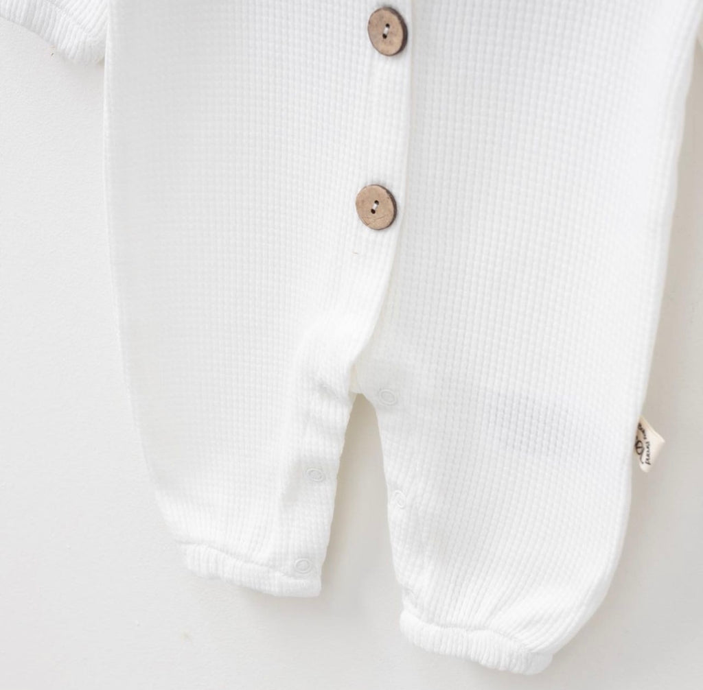 White Waffle  Romper