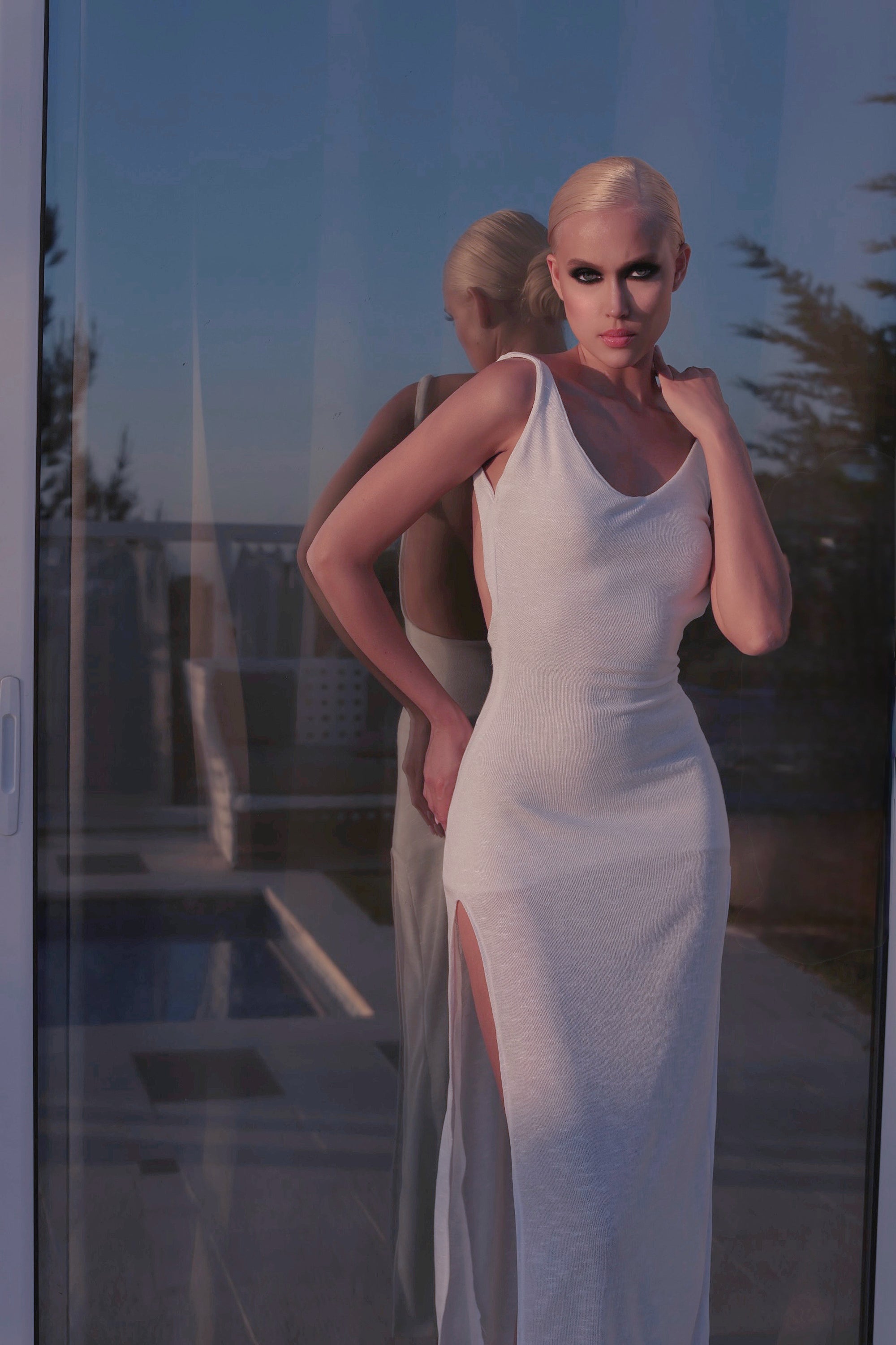 White Contrast Dress
