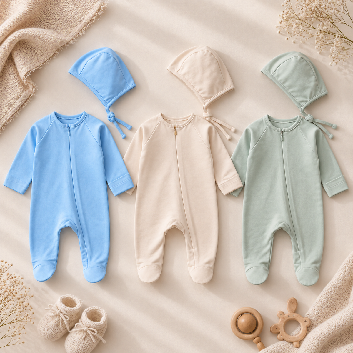 Soft Pastel Organic Cotton 3-Piece Set